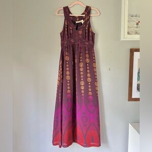 DKNY Jean Women M High Neck Maxi Dress Boho Sleeveless Retro Palm Springs Y2K